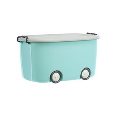 聯府 大寶滑輪整理箱 KE661 玩具箱 台灣製 45.5L 滑輪設計方便移動 透明箱體一目瞭然, 藍色, 1個