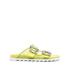 로저비비에 크리스털 장식 더블 버클 슬라이더 샌들
