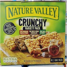 Nature Valley 綜合口味燕麥棒 (楓糖、巧克力、蜂蜜) 100% 全穀物燕麥 無添加色素與防腐劑 40包入, 1個, 一盒價-一單最多3盒