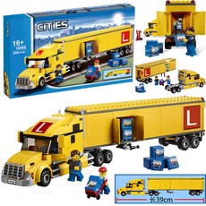 CITIES 城市系列 貨櫃卡車積木組裝玩具 298pcs, 黃色大卡車298顆粒
