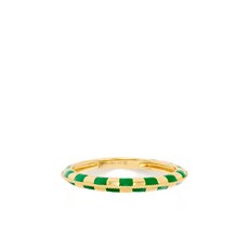 이본레옹 9K 옐로 골드 체크 패턴 링