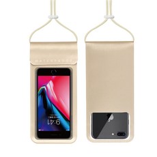 手機防水袋 IPX8級防水 適用7.2吋下 潛水游泳觸控袋, 金色, 1個