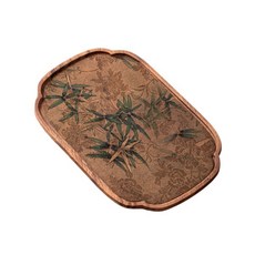 胡桃木復古乾泡托盤 中式家用茶盤, 1個, 橢圓形胡桃木竹影茶盤全套, N/A