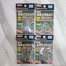 SAME莎之美 丸セイゴネムリ深海鉤(金色) - 高強度碳鋼深海魚鉤,鋒利鉤尖,ネムリ防脫鉤設計, 1個, 18號大包,金色