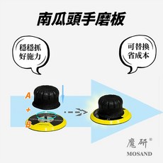 魔研 南瓜頭圓形手磨板 魔鬼氈替換式設計 手工研磨必備 輕鬆打磨各種材料, 1個, 南瓜頭手磨板