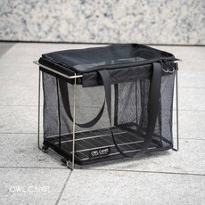 OWL CAMP 自立式瀝水網袋 平整收折, 1個, 黑色, 1層