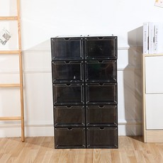 透明鞋盒 可摺疊 防塵防潮 加厚材質, 黑色, 1個