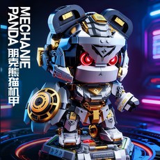 熊貓機甲積木模型 機械朋克風擺件, 機械熊貓機甲 1623PCS, 1個