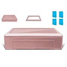 食品級保溫箱 EPP保麗龍箱 保冰箱 保冰盒 冷藏箱 可疊加透明蓋, 粉色, 24L