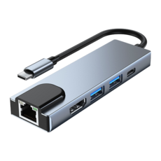 Type C 五合一擴充塢 支援 HDMI USB 3.0 筆電集線器, 5in1 百兆網路卡, 1
