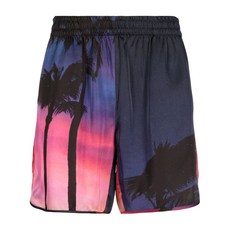 블루스카이인 그래픽 프린트 밴딩 웨이스트 쇼츠