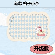 寵物貓碗地墊餐墊貓咪喫用品飯墊子硅膠狗籠防滑防水餵食養貓專用, 1個, 新三防+ 2.0喵主首選 ,紫粉格兔 格格 40X60CM