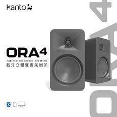 Kanto ORA4 藍牙5.0/USB-C/RCA 立體聲書架喇叭 加拿大品牌, 霧面黑