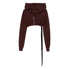 릭 오웬스 다크쉐도우 카울 넥 지퍼 프런트 크롭 스웨트셔츠