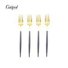 Cutipol GOA系列 17CM 霧面藍金不鏽鋼甜品叉四入組 葡萄牙手工餐具, 1個