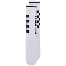 오프화이트 체크 로고 니트 양말