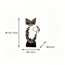 水晶招財貓擺件, 輕奢招財貓 B款 高21cm
