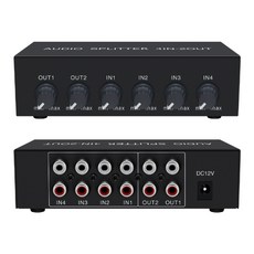 【易控王】4x2 四進二出RCA混音 音訊分配器 帶音量調節 獨立供電 金屬外殼 即插即用, 1個, 40-065-06
