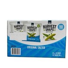 Calbee Harvest Snaps 鹽味烤豌豆脆片, 1個, 一箱50小包價, 900公克