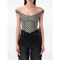 MISBHV 오프숄더 로고 프린트 탑