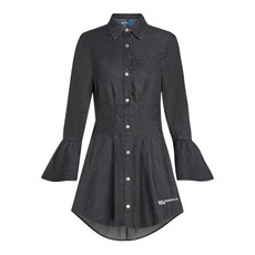 칼라거펠트진 벨 소매 데님 드레스