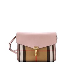 버버리 중고 맥켄 레더 앤 하우스 체크 캔버스 스몰 크로스 백