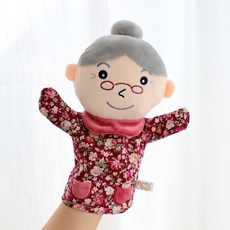 手偶娃娃A1J 兒童手偶公仔玩具 可愛人物 動物系列 親子互動毛絨手偶 奶奶, 1個, 【手偶】奶奶