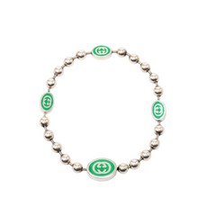 구찌 중고 2000-2015 스털링 실버 인터로킹 G 에나멜 볼 체인 브레이슬릿