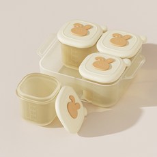 矽膠嬰兒輔食分裝盒, 四格, 1個, 50ml
