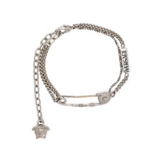 베르사체 중고 인그레이빙 로고 세이프티 핀 브레이슬릿