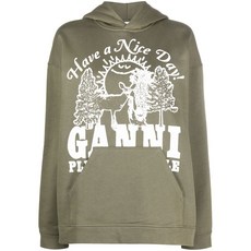 가니 로고 프린트 오가닉 코튼 후디