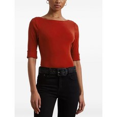 로렌랄프로렌 보트 넥 7부 소매 탑