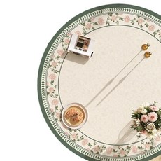 皮革圓桌檯布 家用圓形餐桌茶幾墊子, 海棠冰芯綠, 1個, 直徑1cm