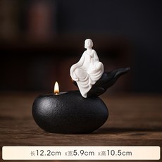 陶瓷小和尚酥油燈擺件, 僧油燈(禪心)+配件夾子(無, 僧油燈(禪心)