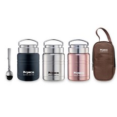 Miyaco 316不鏽鋼 真空燜燒罐 500ml/750ml (附湯匙 提袋), 1個, 經典燜燒罐500ml (玫瑰金色)