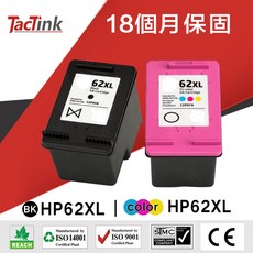 TacTink HP 62XL 黑色/彩色 環保相容墨水匣 大容量, 1個, 黑色/彩色(組合包)
