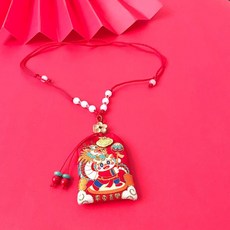 優選 嬰兒平安袋寶寶胎毛福袋胎髮自制空袋隨身帶乳牙臍帶黃銅別針掛件 副廠商品, 1個, 項鍊款生肖龍 平安喜樂