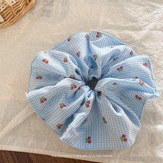 格子大腸髮圈 紅色櫻桃彩色甜美時尚頭飾