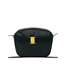 페라가모 중고 2010-2026 Croc Embossed Calfskin Vara crossbody bag