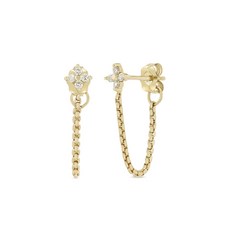 조이치코 14K 골드 다이아몬드 쿼드 체인 이어링