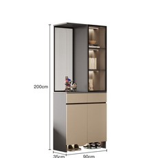 鞋櫃玄關櫃 壹體門廳櫃, 卡其色+深灰色,左邊櫃90cm
