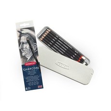 Derwent 德爾文 Charcoal Pencils 鉛筆型炭精筆 專業品質 6支盒裝組, 1個, 全館商品滿500元出貨(不含運費), N/A