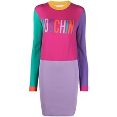 모스키노 인타르시아 로고 니트 스웨터 드레스