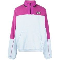 휠라 로고 패치 하프 지퍼 스웨터