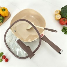 KONCA 鈦極巖鑄炒鍋 鎢金不沾平底鍋, KNK四方鍋蓋鏟, 1套, 32cm