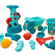 建雄 沙灘玩具組合 戲水車桶, 225.12件套桶車沙漏套裝, 500g, 1套