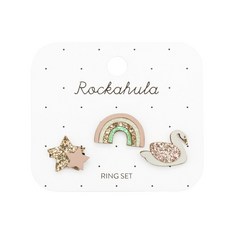 Rockahula Kids 兒童飾品 閃亮星星彩虹天鵝戒指組, 1個, 彩虹天鵝-兒童戒指, 彩虹