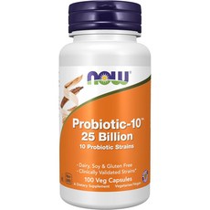 NOW Foods Probiotic-10 250億益生菌素食膠囊, 100顆, 1罐