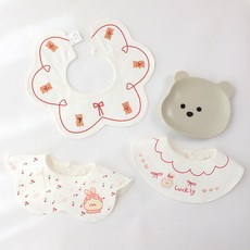 DFMEI 呵兒特嬰兒圍嘴防水圓形圍嘴新生兒3條裝口水巾兒童圍兜吃飯兜, 1個, 1個裝, 奈奈兔樂園3條裝:如圖