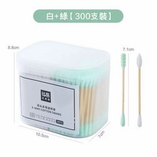 比高 雙頭棉花棒 300入, 1個, 白色+綠色
